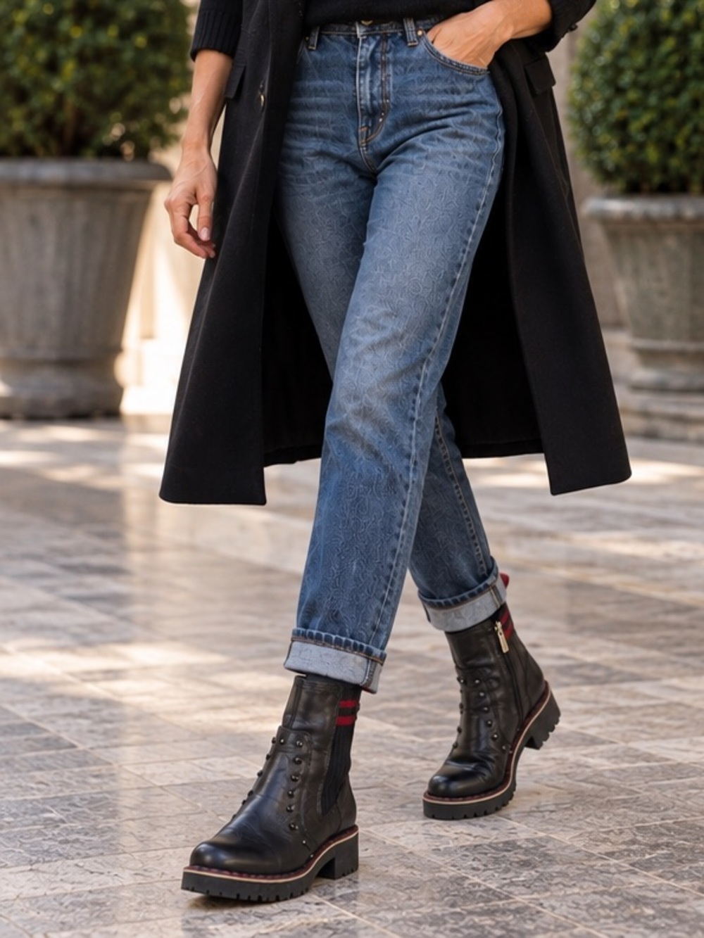 Pikolinos Vicar Black Leather Studded Chelsea Moto $225. Ankle Boot EU 35 / US 5